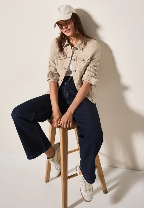 Veste en jean légère light beige