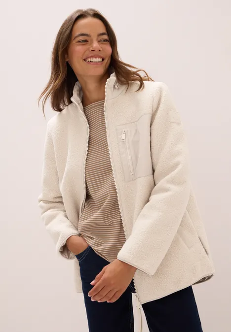 Teddy Jacke mit Details teddy vanilla white