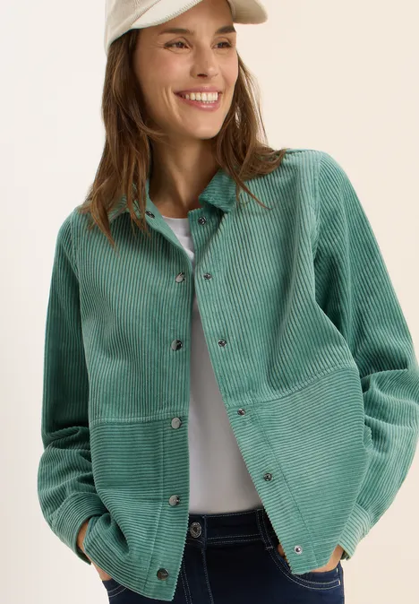 Cord Overshirt mit Knöpfen jewel green
