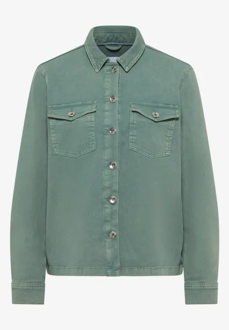 Colored Denim Overshirt jewel green