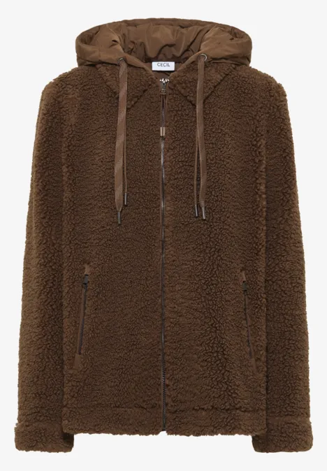 Teddy Overshirt mit Kapuze mocha caramel
