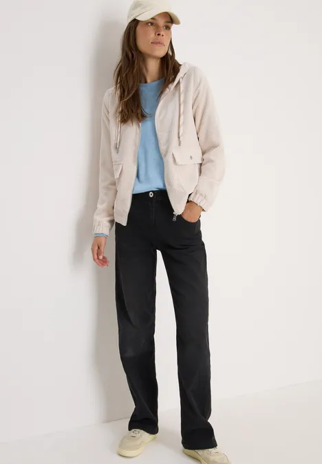 Cordjacke mit Kapuze oat milk beige
