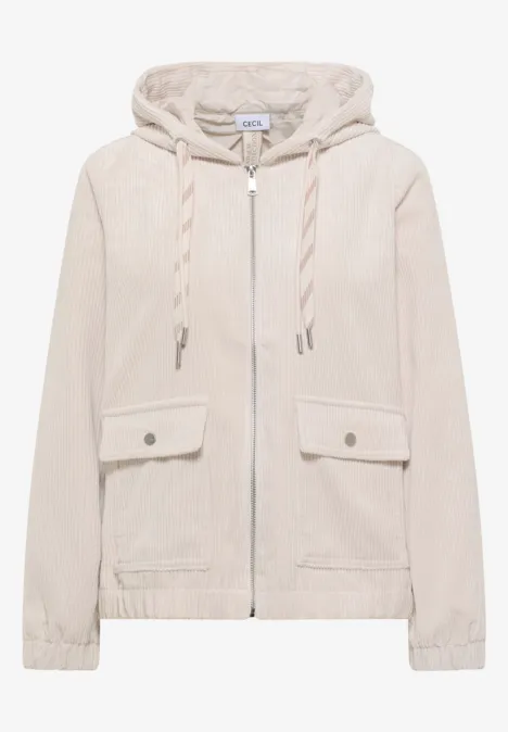 Cordjacke mit Kapuze oat milk beige