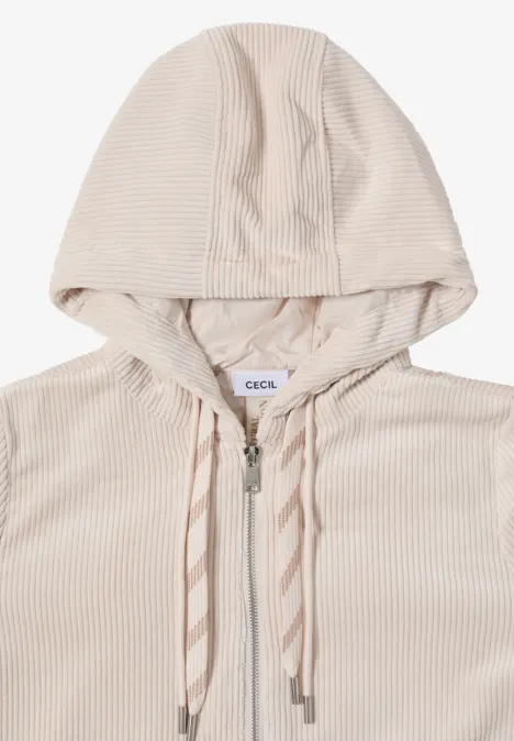 Cordjacke mit Kapuze oat milk beige