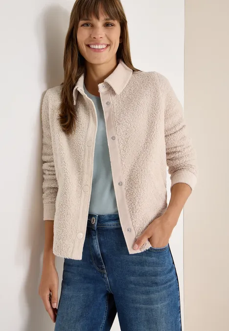 Teddy-Jacke mit Corddetails teddy vanilla white
