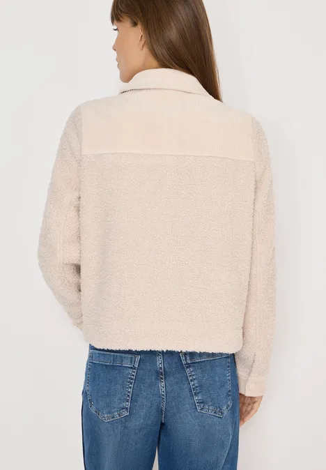 Teddy-Jacke mit Corddetails teddy vanilla white
