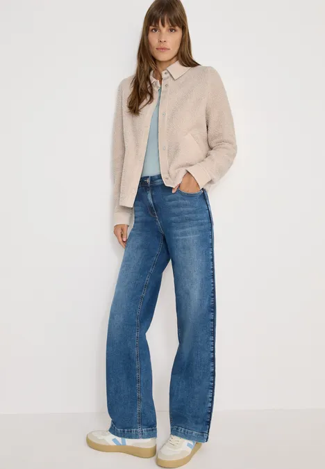 Teddy-Jacke mit Corddetails teddy vanilla white