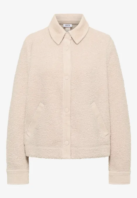 Teddy-Jacke mit Corddetails teddy vanilla white