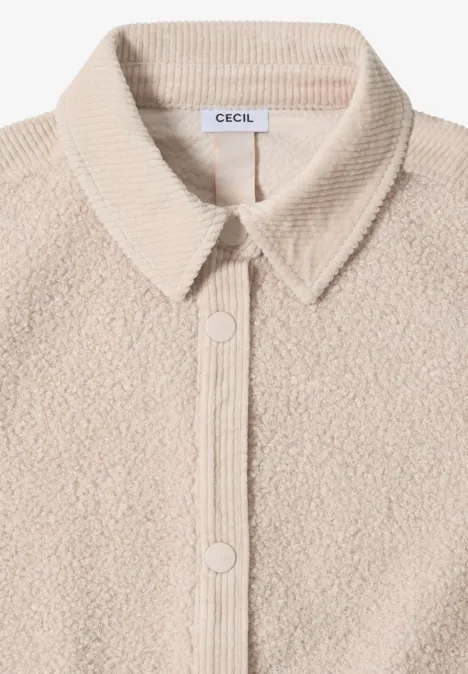 Teddy-Jacke mit Corddetails teddy vanilla white