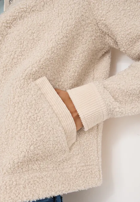 Teddy-Jacke mit Corddetails teddy vanilla white