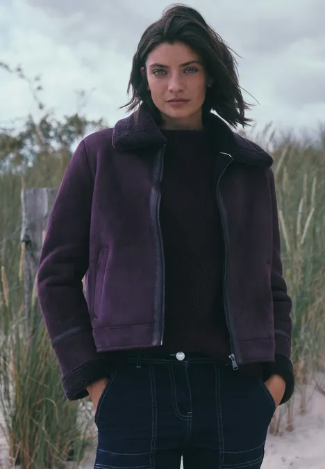 Veloursjacke eggplant red
