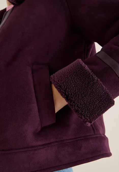 Veloursjacke eggplant red