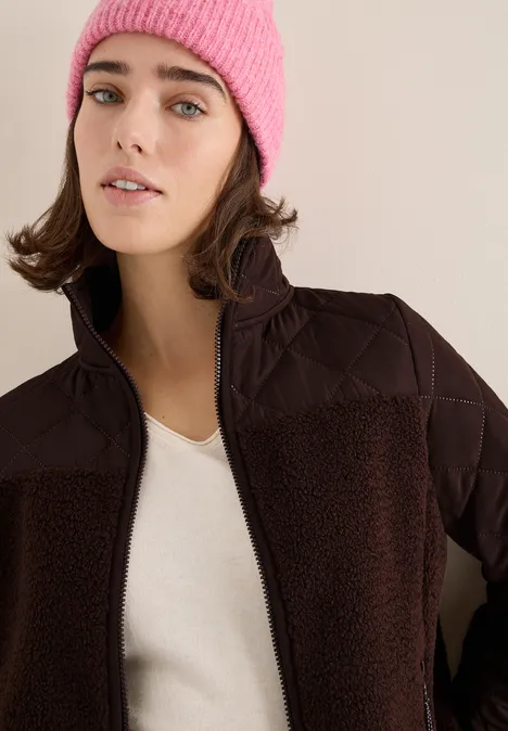 Teddy jas met gewatteerde details tartufo brown
