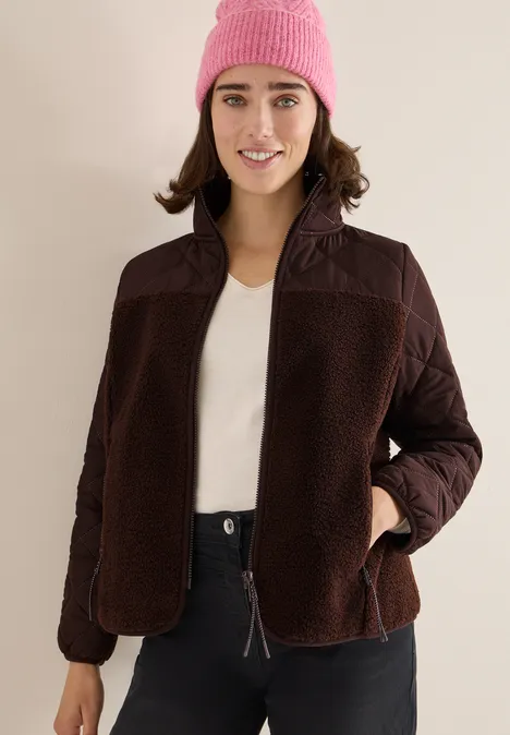 Teddy jas met gewatteerde details tartufo brown