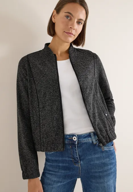 Blouson mit Elastiksaum Black Blouson mit Elastiksaum Black