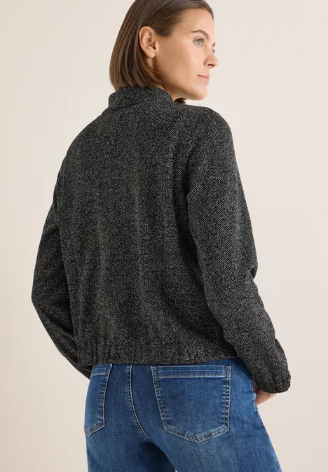 Blouson mit Elastiksaum Black Blouson mit Elastiksaum Black