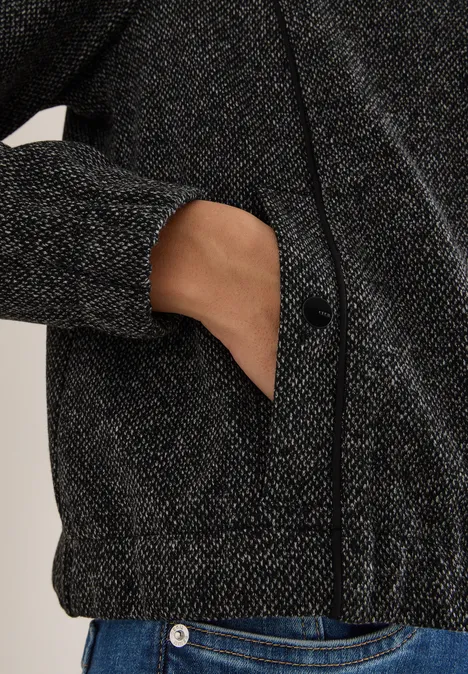 Blouson mit Elastiksaum Black Blouson mit Elastiksaum Black