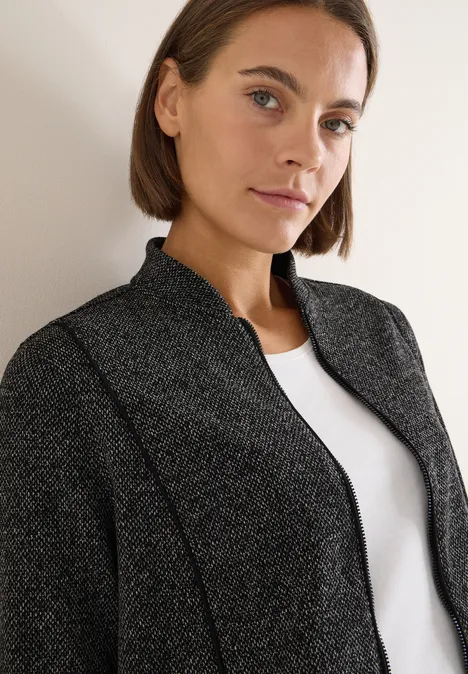 Blouson mit Elastiksaum Black Blouson mit Elastiksaum Black