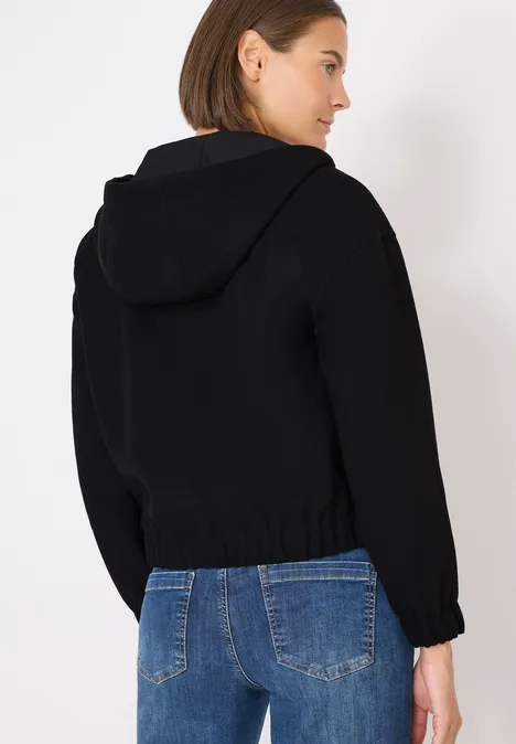 Hoodie Blouson in Wolloptik Black Hoodie Blouson in Wolloptik Black