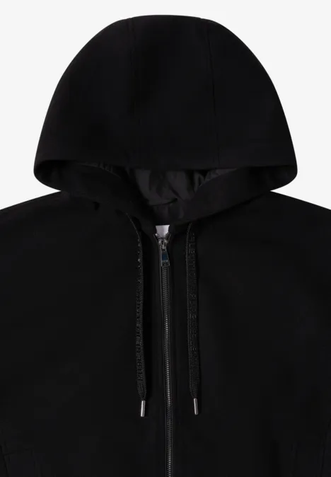 Hoodie Blouson in Wolloptik Black Hoodie Blouson in Wolloptik Black