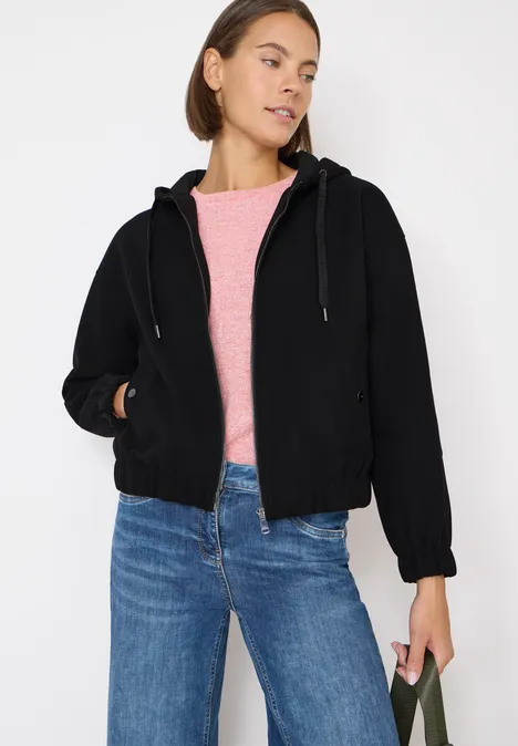 Hoodie Blouson in Wolloptik Black Hoodie Blouson in Wolloptik Black