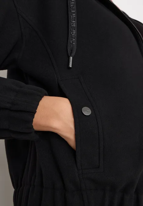 Hoodie Blouson in Wolloptik Black Hoodie Blouson in Wolloptik Black