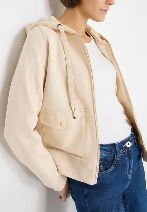 Strukturmix Hoodie Jacke desert beige melange Strukturmix Hoodie Jacke desert beige melange