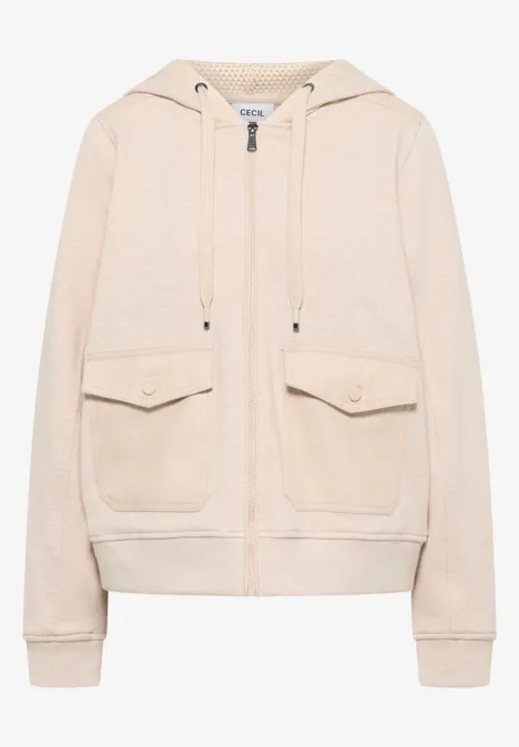 Strukturmix Hoodie Jacke desert beige melange Strukturmix Hoodie Jacke desert beige melange