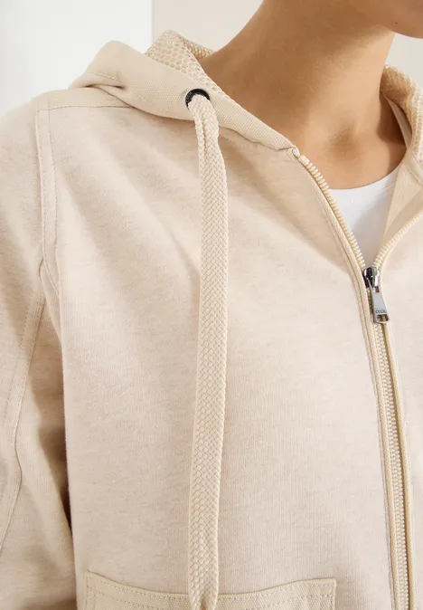 Strukturmix Hoodie Jacke desert beige melange Strukturmix Hoodie Jacke desert beige melange