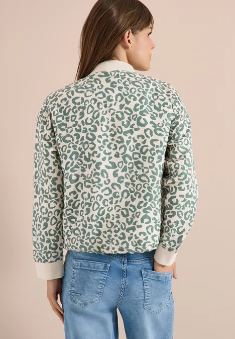 Blouson im Leo-Look aus Leinenmix macadamia beige