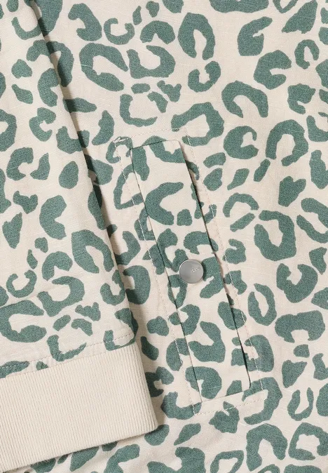 Blouson im Leo-Look aus Leinenmix macadamia beige