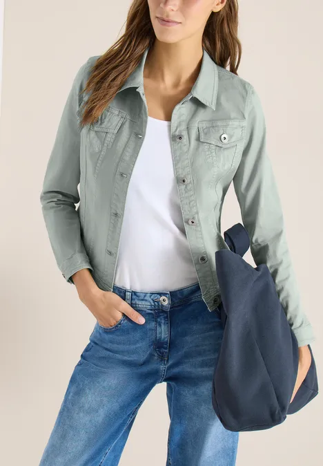 Jeansjacke mit Brusttaschen und Knöpfen mint sea green