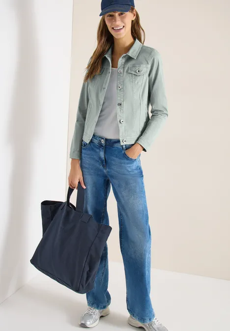 Jeansjacke mit Brusttaschen und Knöpfen mint sea green