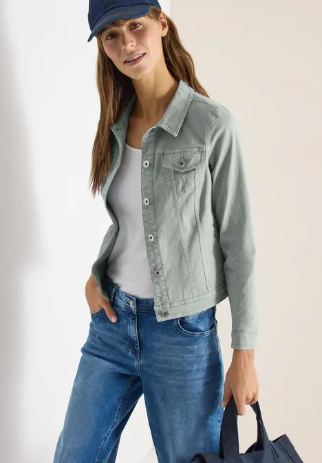 Jeansjacke mit Brusttaschen und Knöpfen mint sea green