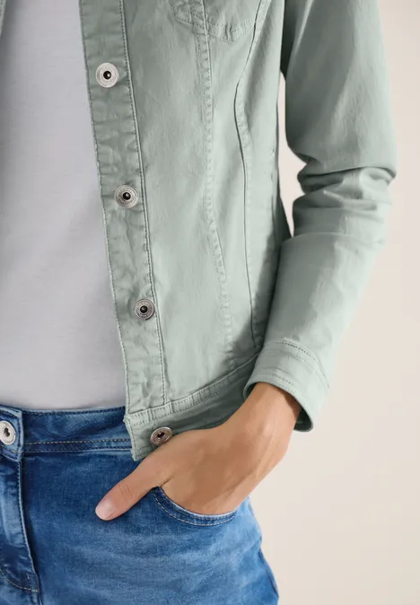 Jeansjacke mit Brusttaschen und Knöpfen mint sea green