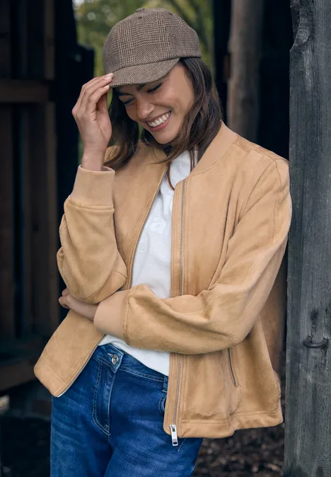 Blouson in effen kleur golden camel