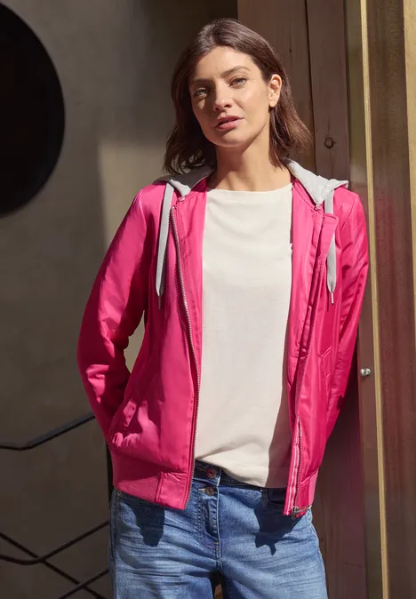 Blouson z dresowym kapturem beetroot pink