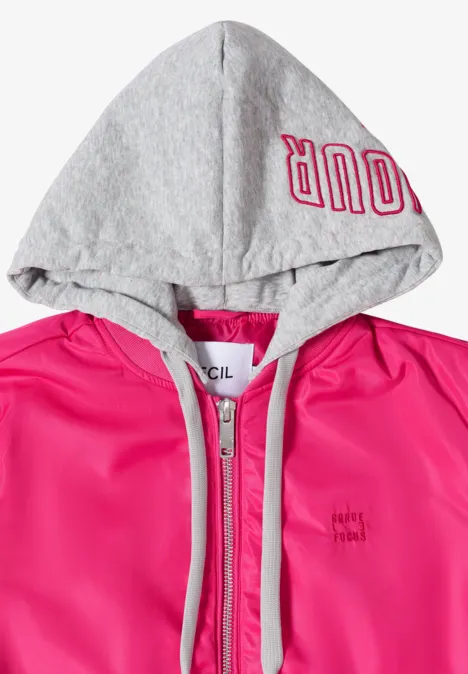 Blouson z dresowym kapturem beetroot pink