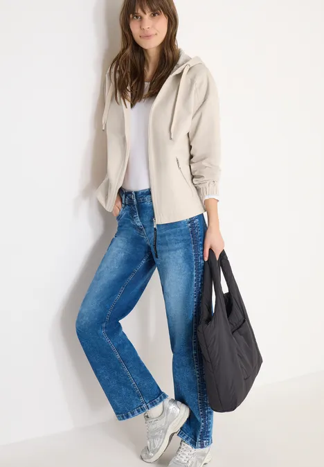 Jacke aus Baumwollmix mit Kapuze pearl beige