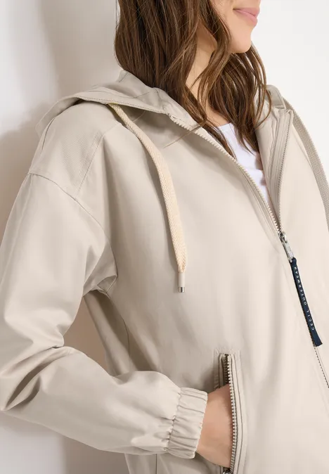 Jacke aus Baumwollmix mit Kapuze pearl beige