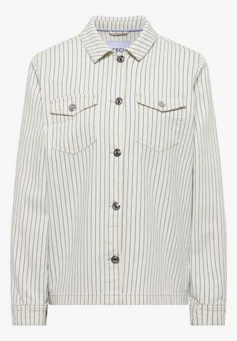 Overshirt w paski vanilla white