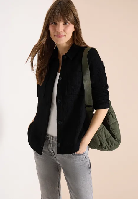 Overshirt mit Brusttaschen und Struktur Black