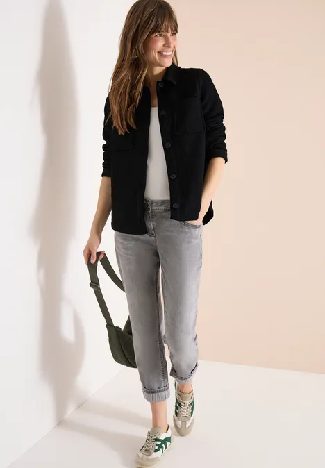 Overshirt mit Brusttaschen und Struktur Black