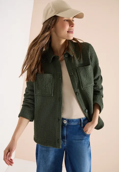 Overshirt mit Brusttaschen und Struktur khaki