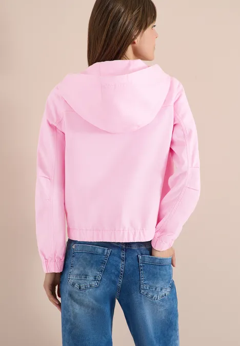 Jas met capuchon en elastische tailleband light blush rose