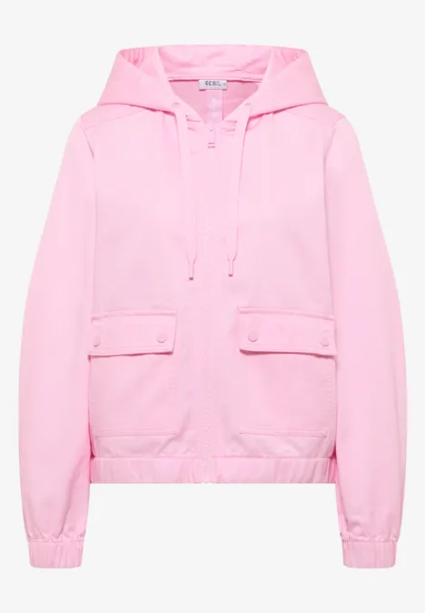 Jas met capuchon en elastische tailleband light blush rose