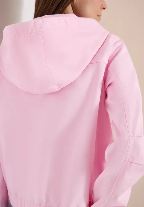 Jas met capuchon en elastische tailleband light blush rose