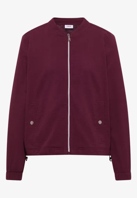 Blouson in Seersuckerqualität mit Zipper sweet grape red Dunkelrote Bomberjacke mit Reißverschluss und seitlichen Taschen