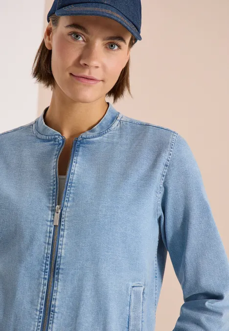 Blouson in Jeansqualität mit Zipper light blue used wash Blouson in Jeansqualität mit Zipper light blue used wash