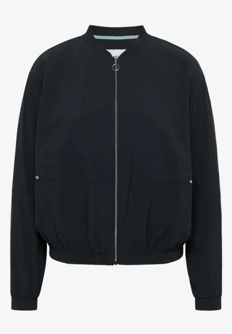 Blouson in Unifarbe mit Zipper palm breeze green Schwarze Bomberjacke mit Reißverschluss, zwei Taschen und elastischen Bündchen.